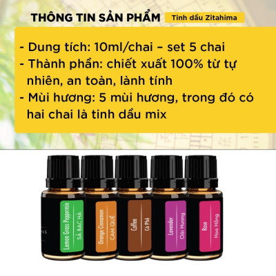 Tinh dầu Sả Bạc Hà ZitaHima dung tích 10ml - Tinh dầu thiên nhiên nhập khẩu - Tinh dầu xông hơi