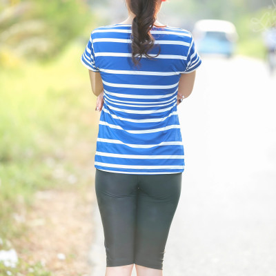 Áo thun thể thao đa năng LMcation Hadley - Xanh sọc trắng