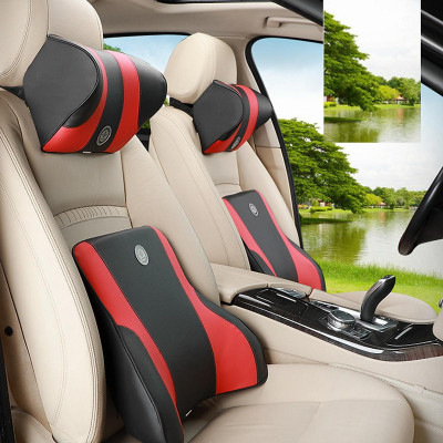 Bộ Gối Tựa Đầu, Lưng Ô Tô 100% Cao Su Non Đặc Biệt Bọc Da Cao Cấp XG-NNSM01