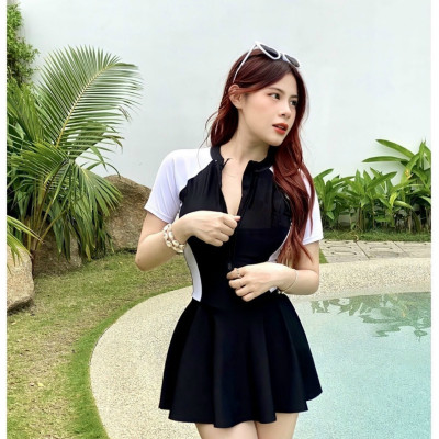 Váy Tắm Biển Nữ Ngắn Tay Liền Thân Chống Nắng