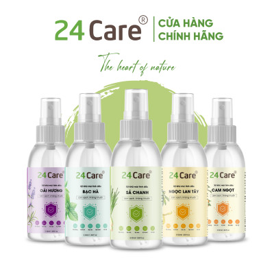 [TỰ CHỌN 13 MÙI] Xịt Phòng Tinh Dầu Hữu Cơ Organic 24Care 50ML - Khử Mùi, Đuỗi Muỗi và Côn Trùng, Xịt Thơm Quần Áo