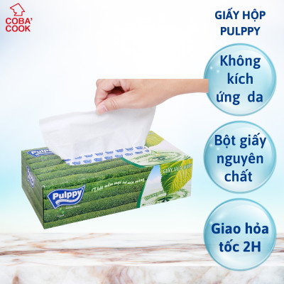 Giấy Lụa Hộp Pulppy Hương Trà Khăn Giấy Rút 100 Tờ 2 Lớp