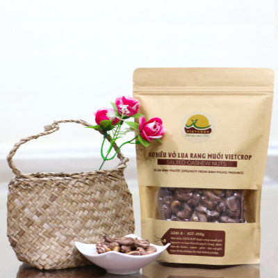 Hạt điều vỏ lụa rang muối VIETCROP 450gr