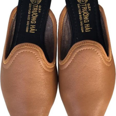 Dép bít mũi TRƯỜNG HẢI da bò thật mềm mại không bong tróc đế cao su chồng mòn êm ái BMN0361