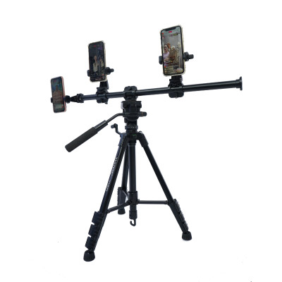 Combo Livestream Quay Chụp Nhiều Thiết Bị - Tripod Yunteng VCT 668 gắn Thanh Ngang và Kẹp 358 - Hàng chính hãng