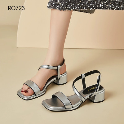 Sandal nữ quai ngang, khóa dán ROSATA RO723 -5p- Kem, bạc - BKSTORE