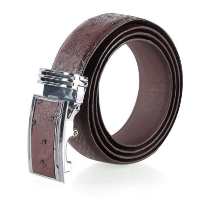 HC4444 - Dây nịt nam da đà điểu Huy Hoàng 3,5P da hột màu nâu đất