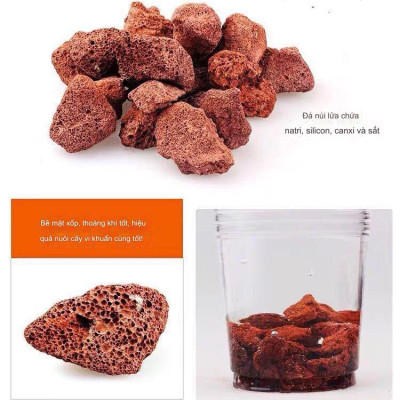 Đá nham thạch đỏ Trung Quốc cỡ to lọc nước cho bể cá cảnh 500Gr