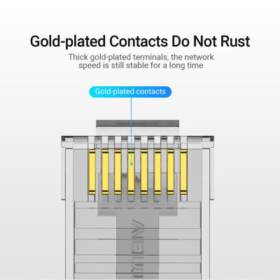 Đầu nối mạng Cat.6 Vention IDDR0-50 Đầu cắm mô-đun RJ45 Địa chỉ liên hệ mạ vàng Chất liệu PC Cat.6 UTP 50 miếng
