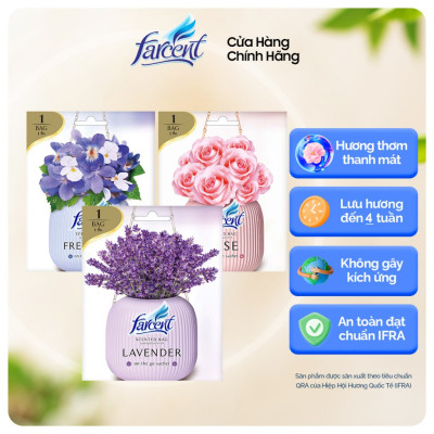 Túi thơm tủ quần áo khử mùi, chống ẩm mốc Farcent (Hương Ban Mai / Hoa Hồng / Hoa Oải Hương) 10g