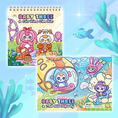 Sách Tô Màu Baby Three - Thế Giới Diệu Kỳ + Cầu Vồng Cảm Xúc - Megabook