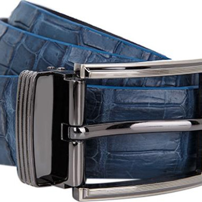 Thắt Lưng Nam Da Cá Sấu Nguyên Con Bụng Bản Lớn Đầu Kim Huy Hoàng HT4781 - Xanh Đậm