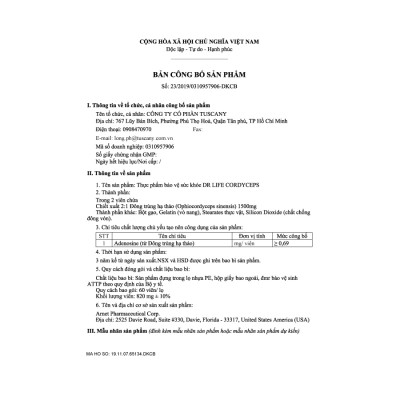 Đông Trùng Hạ Thảo Drlife Cordyceps, Bổ Phổi, Bổ thận, Tăng Cường Sức Đề Kháng, Tốt Cho Sức Khỏe