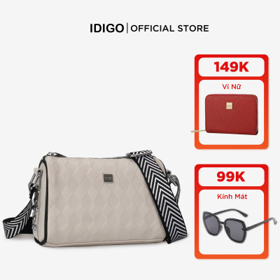 Túi đeo vai đi làm, túi đeo chéo nữ phom mềm, họa tiết nổi da bò thật IDIGO FB1 - 5062