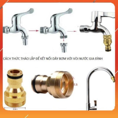 ️Evoucher Bộ dây vòi xịt nước rửa xe, tưới cây , tăng áp 3 lần, loại 15m 206319 đầu đồng, cút đồng nối nhựa đen