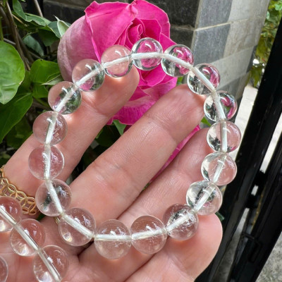 Vòng Chuỗi Nữ Đá Thạch Anh Trắng Tự Nhiên trong bóng đẹp size hạt 10mm Hợp Nữ mệnh Kim mệnh Thủy đeo đẹp xinh tay tốt cho sức khỏe công việc may mắn ạ