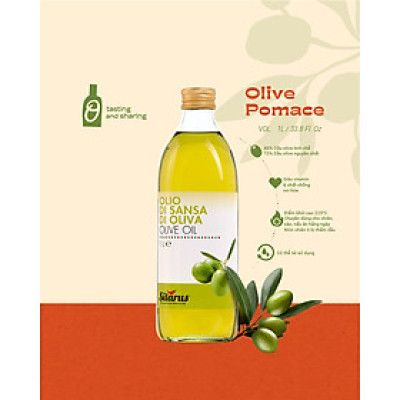 Dầu Olive Pomace Silarus 1L cao cấp, dùng chiên rán, nấu ăn, giảm chất béo có hại - thương hiệu Silarus nhập khẩu 100% từ Ý