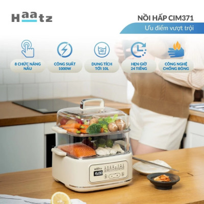 Nồi Hấp Đa Năng 2 Tầng Haatz CIM371, Dung Tích 10L, 8 Chức Năng, 1000W - Hàng Chính Hãng