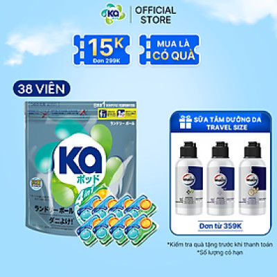 Viên Giặt Quần Áo loại bỏ mạt bụi KA pod Anti-dustmite 4trong1 diệt mạt bụi, làm sạch sâu, kháng khuẩn, giữ màu vải (38 viên/ Túi)