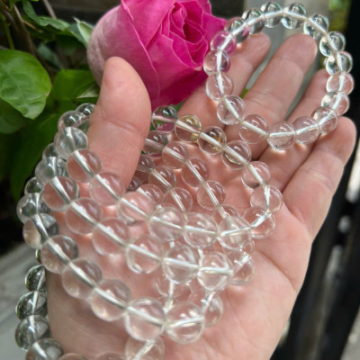 Vòng Chuỗi Nữ Đá Thạch Anh Trắng Tự Nhiên trong bóng đẹp size hạt 10mm Hợp Nữ mệnh Kim mệnh Thủy đeo đẹp xinh tay tốt cho sức khỏe công việc may mắn ạ