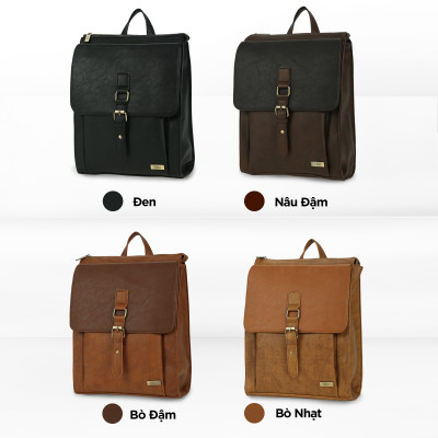 Balo Da Nam Nữ Đựng Laptop Thời Trang Ngăn Trước Khoá Gài IDIGO UBP2 - 6015, Balo Công Sở Cao Cấp