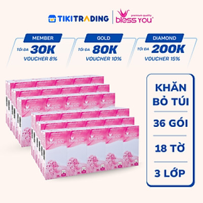 Combo 6 Lốc Khăn Giấy Bỏ Túi Cao Cấp 3 Lớp Bless You À La Vie (Lốc 10 Gói)