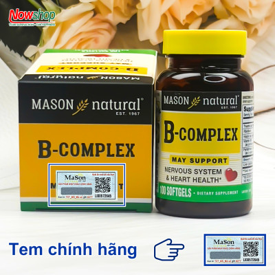 B-Complex Mason Natural Hộp 100 viên bổ sung năng lượng giảm mệt mỏi căng thẳng tăng sức đề kháng