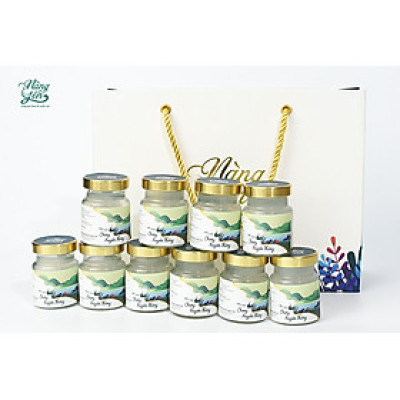 TỔ YẾN SÀO CHƯNG SẴN | 10 HŨ NƯỚC YẾN CHƯNG ĐƯỜNG PHÈN | THƯƠNG HIỆU NÀNG YẾN | 100% TỔ YẾN NGUYÊN CHẤT | KHÔNG CHẤT BẢO QUẢN | KHÔNG CHẤT LÀM DÀY | KHÔNG HƯƠNG LIỆU | CHƯNG YẾN VỚI NƯỚC ION KIỀM | 10 HŨ YẾN SÀO 70ML