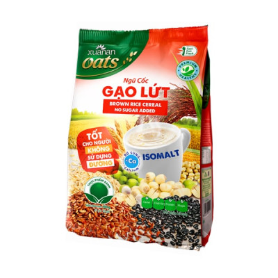 Combo 2 túi: N.Cốc Yến Mạch Hạnh Nhân Hạt Chia ít đường 400G + N.Cốc Gạo Lứt No Sugar[đường ăn kiêng]400G(Tặng Kèm 2 Túi Yến Mạch 150G)
