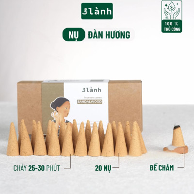 Nụ Thủ Công Đàn Hương 3 Lành Hộp 20 Nụ 100 % Tự Nhiên Tặng Kèm Đế Chăm, Không Hóa Chất, Xông Thơm