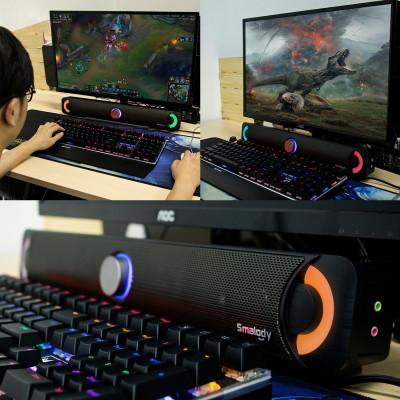 Loa Smalody 9014 đa phương tiện Loa siêu trầm Sound Box Sound Bar cho PC có đèn LED