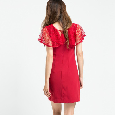 Đầm Tay Ren Hity DRE086 (Đỏ Auburn)