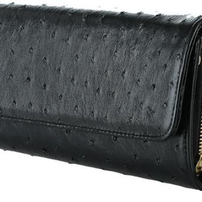 Túi đeo da đà điểu Huy Hoàng da bụng màu đen HT6423