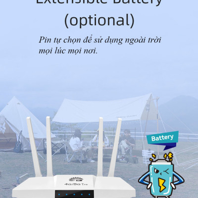 Bộ phát WiFi từ sim 4G CPE B828 tốc độ cao 300Mpbs phủ sóng rộng sử dụng mọi loại sim kèm pin 3000mAh - Hàng nhập khẩu