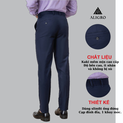 Quần kaki nam ALIGRO chất liệu kaki mềm mịn cao cấp dáng slimfit màu xanh than ALGK064