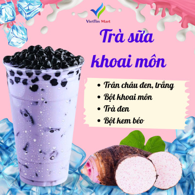 Set Nguyên Liệu Pha Trà Sữa Khoai Môn (Thành phẩm 30 35 ly) VietTin Mart