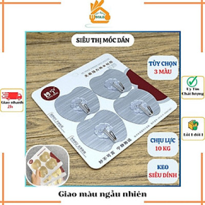 Set 4 móc dán tường NHÔM hình quả táo siêu dính, chịu lực tốt - giao màu ngẫu nhiên