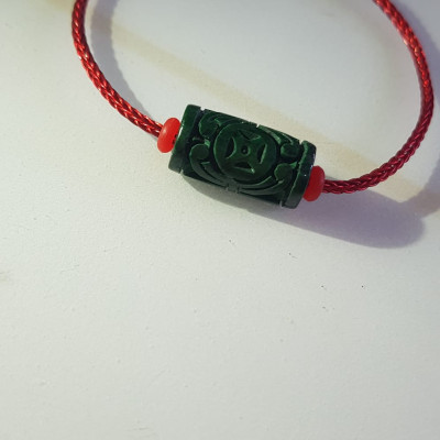 Vòng tay charm Lu Thống Đồng Tiền Đẹp  Đá Cẩm Thạch tự nhiên Xanh Đậm đẹp Dây Đỏ có khoen  Hợp Nữ mệnh Thủy Mộc Hỏa ạ