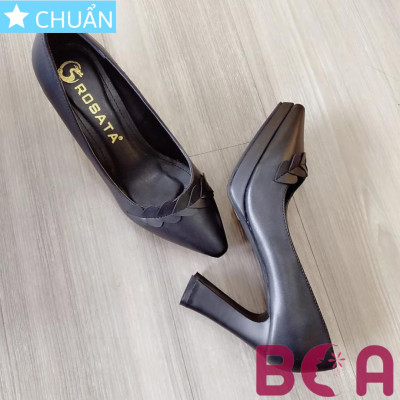 Giày cao gót nữ màu đen 8p RO441 ROSATA tại BCASHOP bít mũi, có nhấn dây trái tim lạ mắt, siêu dễ thương và thời trang