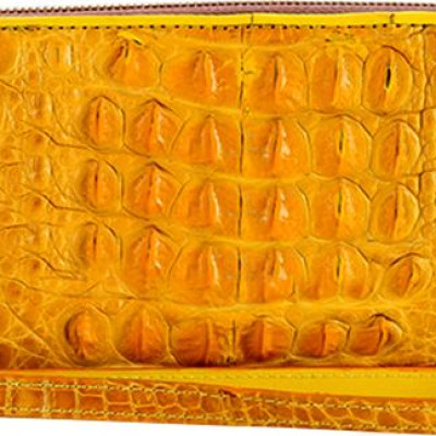 Ví Nữ Da Cá Sấu 1 Khóa Nguyên Con Huy Hoàng HT3716 (19 x 10.5 cm) - Vàng Nghệ