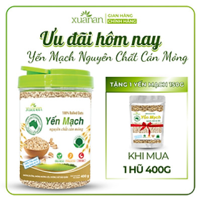 Yến Mạch Nguyên Chất Cán Mỏng Xuân An [ko đường]Hộp400G(Tặng 1 Túi Yến Mạch 150G)
