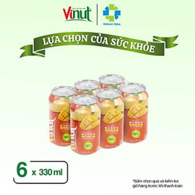 Lốc 6 Lon Nước Ép Xoài Vinut 330 ml 