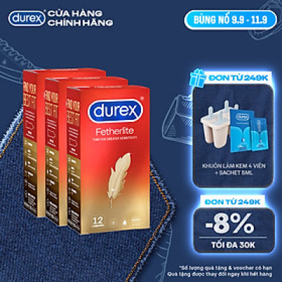 Bộ 3 Bao Cao Su Durex Fetherlite – Hộp 12 bao