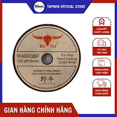 (Combo 5 Viên) Đá Cắt Bò Tót 105x1x16mm Chuyên Cắt Sắt Cắt Inox Sắc Bén, Cắt Không Bụi, Ít Hao Mòn | TOPWIN Official Store