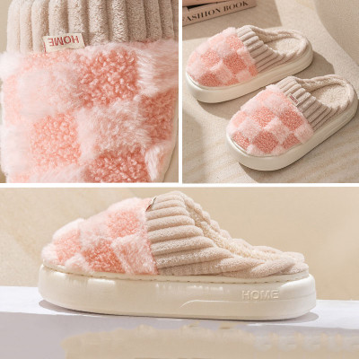 Dép Lông Đi Trong Nhà, Dép Lông Bít Mũi, Dép Bông Caro Mã DP110