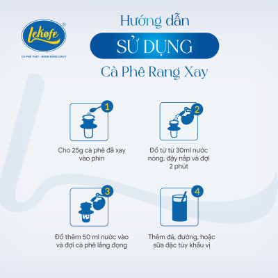 Cà phê rang xay Sức Mạnh Lekofe 70% Robusta 30% Culi Đậm đà thơm ngon Túi 500gram