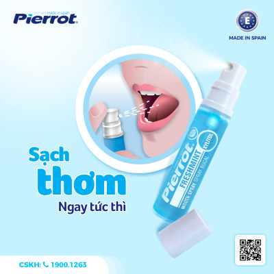 Combo 2 tặng 1 Xịt Thơm Miệng PIERROT Giúp Kháng Khuẩn, Loại Bỏ Mùi Hôi, Cho Hơi Thở Thơm Mát Mouth Spray 10ml/lọ