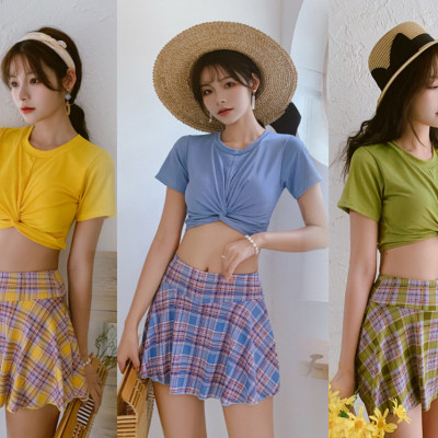 Đồ Bơi Nữ Hai Mảnh Tôn Dáng Trẻ Trung AT185 MayHomes, Áo Bơi Lưng Cao, Quần Bơi Váy Xòe