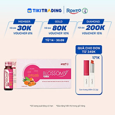 Nước uống collagen giúp sáng da, dạ dày khỏe Blossomy lốc 10 chai x 50ml