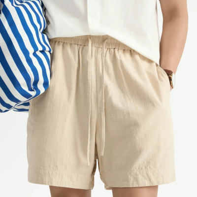 Quần Short Vải texture Lưng Thun Dây Rút Trơn Form Loose - RT 10S25PSH051 | ROUTINE CÀ MAU